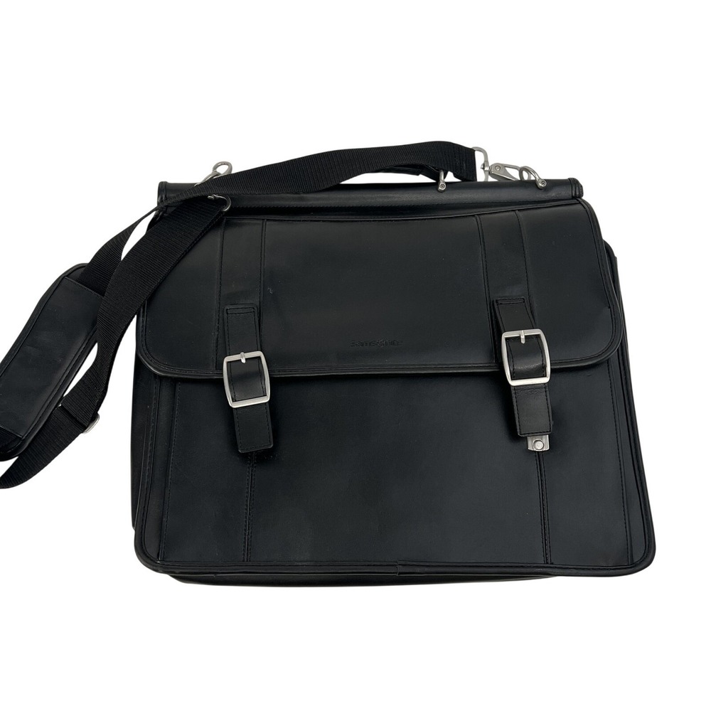 Samsonite Black 17" Laptop Messenger Bag Briefcase Soft Case Shoulder Strap